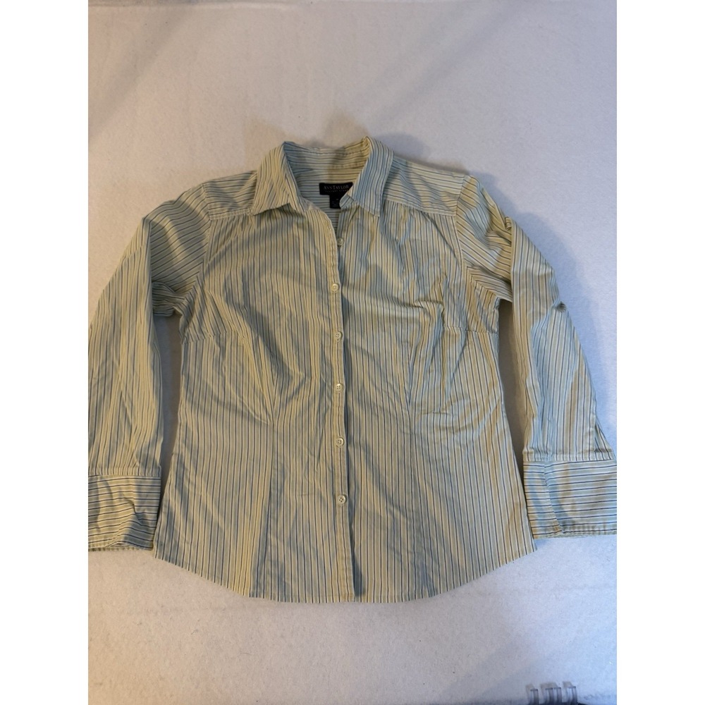 Preppy/ Classic/ Ann Taylor Cotton, Striped Button Up/size Medium - Picture 2 of 7